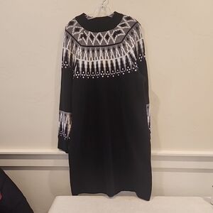 Lane Bryant Elegant Black and White Patterned Sweater Dress